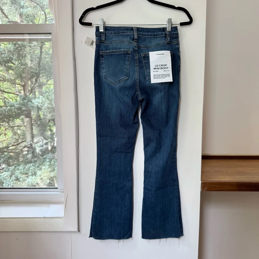 NWT FRAME Le Crop Mini Boot Jeans Dark Wash Blue Lupine